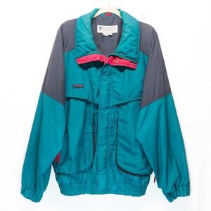 Vintage Columbia Sportswear Powder Keg Jacket Men’s Large Teal Blue Pink 90s Ski